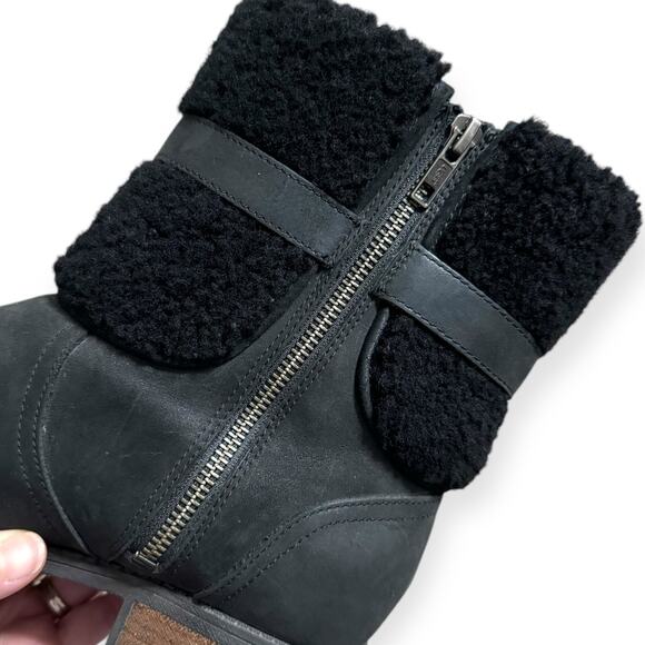 UGG Black Blayre II Wool Lined Waterproof Leather Zip Up Boots Women's Size 10 - Picture 8 of 11